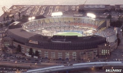 Aerial view of Cleveland Stadium