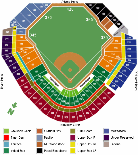 Comerica Park Seating Chart Game Information