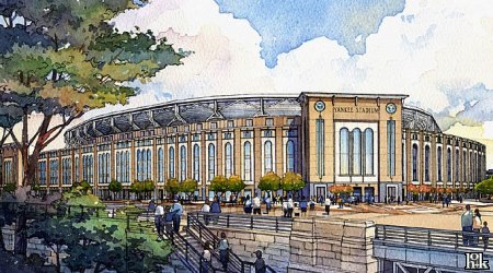 Exterior rendering of the proposed Yankees ballpark