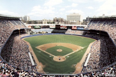 A peek inside old Yankee Stadium between the right field s…