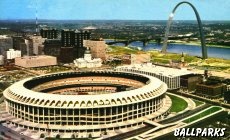 Busch Stadium and the Gateway Arch