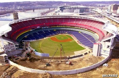 2001 aerial view of Riverfront Stadium
