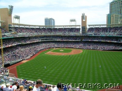 Outfield view of ballpark